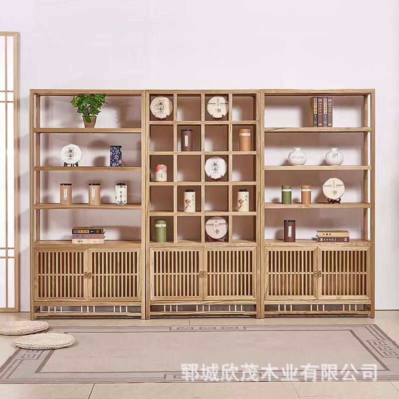 实木中式博古架多宝阁老榆木客厅展示柜茶室茶叶隔断置物架架茶具