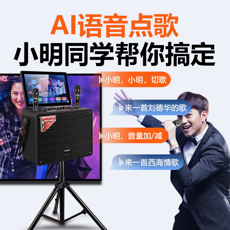 特美声SH家庭KTV音响套装卡拉ok一体机户外家用移动K歌唱歌音响