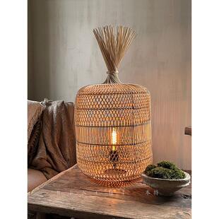 日式侘寂风落地灯复古民宿客厅卧室藤编灯中式禅意茶室沙发台灯边