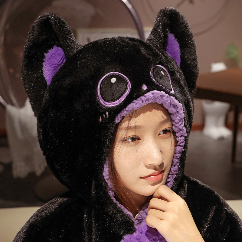 可爱水豚披风皮巴拉冬季卡斗篷女冬加绒加厚懒人午睡毯子