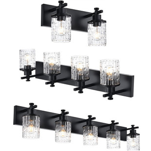 镜前灯美式复古工业风梳妆台灯黑色玻璃透明壁灯灯罩灯具