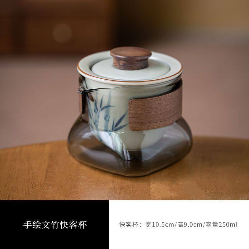 玻璃烫手大号单个高档不盖碗茶杯手抓壶一人功夫茶具泡茶壶泡茶杯