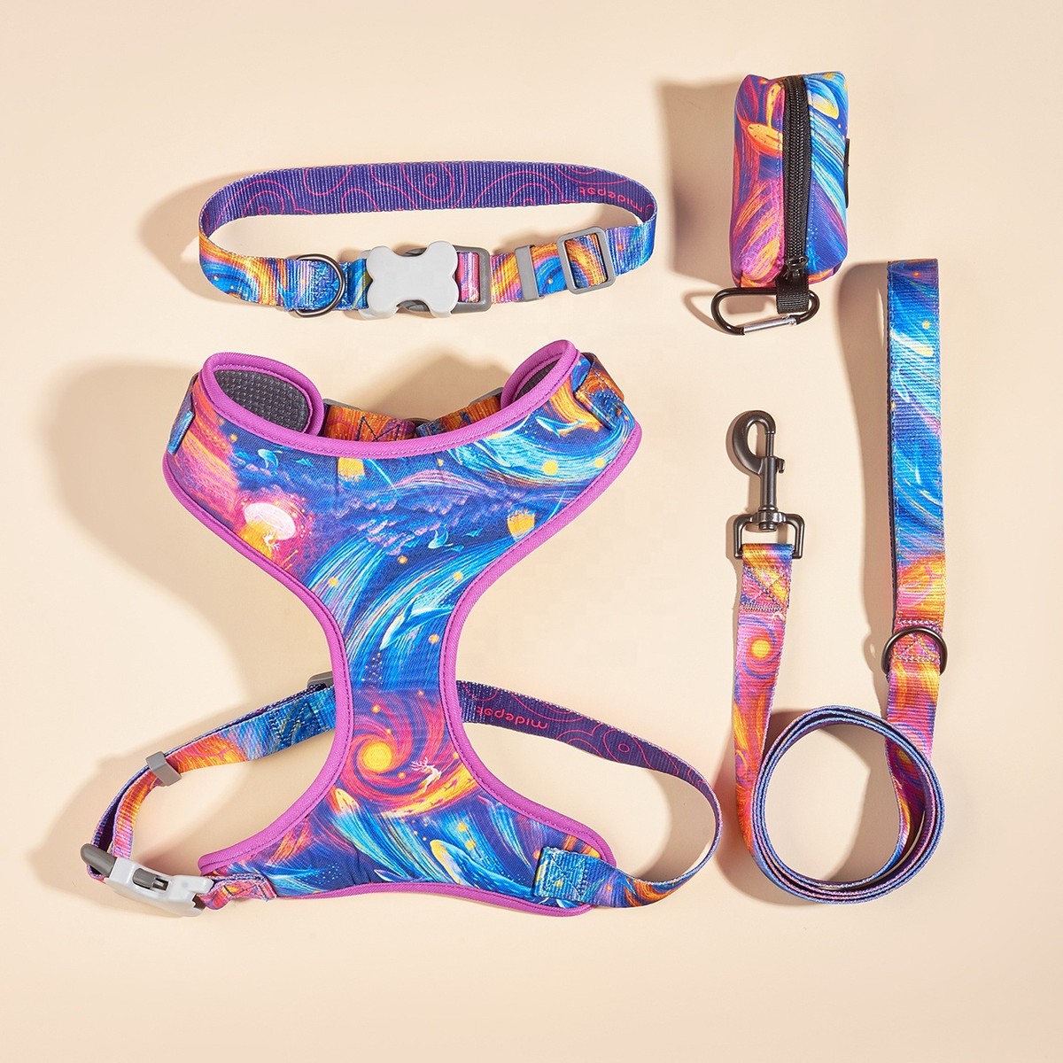 工厂现货批发宠物用品遛狗绳狗绳收纳套装狗狗牵引绳项圈狗胸背带