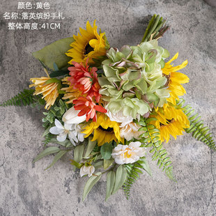 玫瑰落英缤纷手札仿真花家居装饰花假花设计手捧花墙饰束cf01431