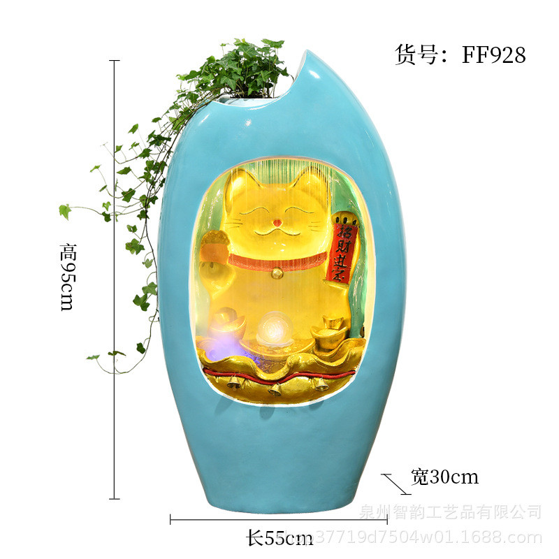 中式假山喷泉流水摆件招财家居装饰品边办公室阳台别墅客厅电视柜