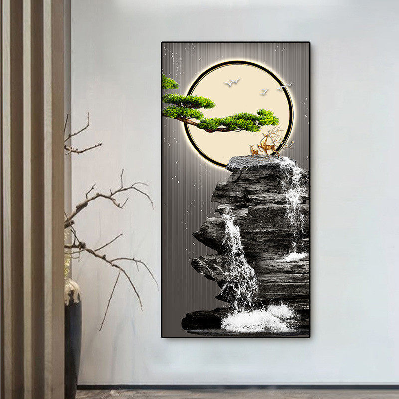 入户玄关装饰画玄幻背景墙大厅尽头走廊墙面过道壁画大气风景挂画