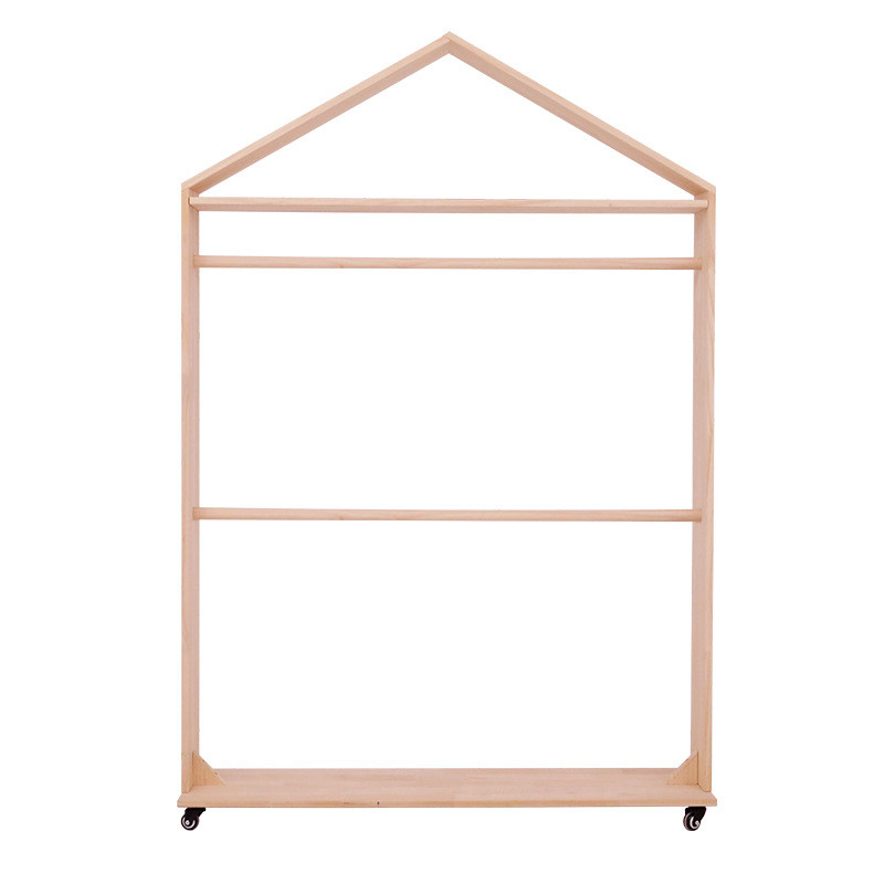 ins北欧简约小房子落地滚轮衣架服装展示架移动式橱窗可拍摄道具