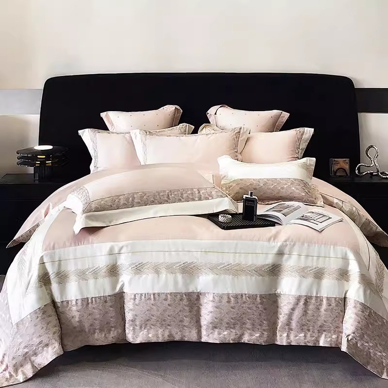 恒洽家纺全棉磨毛床单四件套100s床上用品刺绣加厚秋冬季被套轻奢