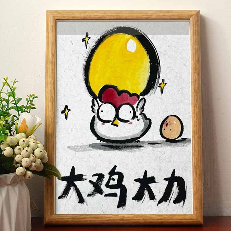 大鸡大力搞笑挂画相框高级创意摆件挂墙装饰画卧室生肖鸡生日礼物图片