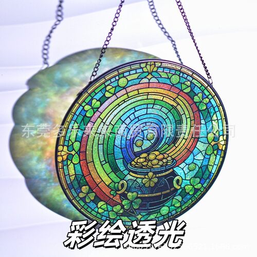 彩绘玻璃挂饰，20cm立复古热销玻璃挂件浮雕新款线艺术装饰