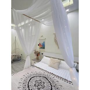 xei3防尘风搭纱民宿客栈床幔东南亚麻纱美式四柱架子床幔床帘纱幔