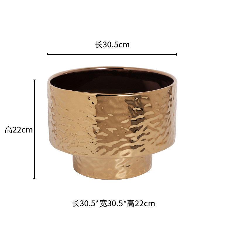 大口径金色电镀蕙兰蝴蝶兰大陶瓷花盆花器植物盆栽盆景花盆批发