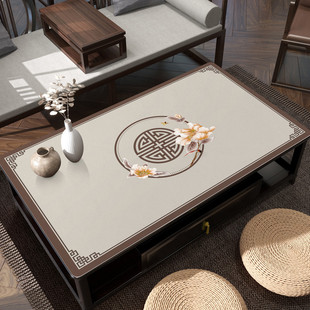 OF9D新中式皮革茶几桌布防水防油免洗防烫餐桌垫台布客厅实木茶桌