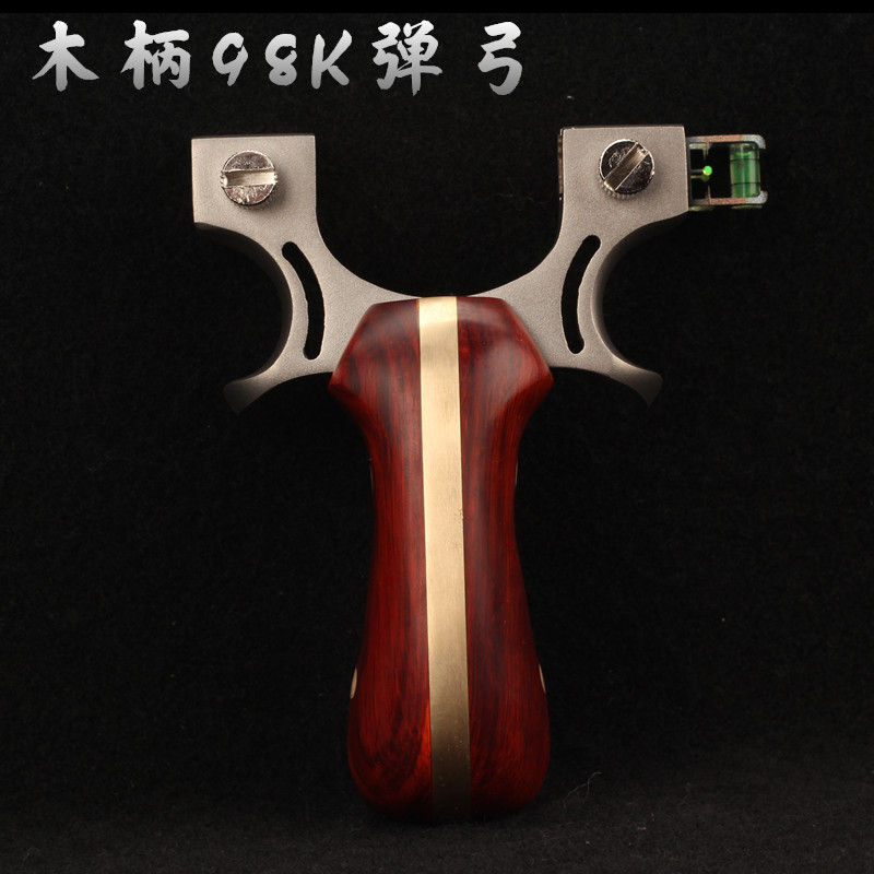 不锈钢龙舌98k实木弓线切割304竞技手柄扁皮钛合金水平仪98k批发