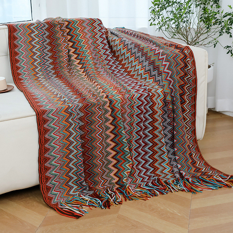 定制轻奢高级感毛毯毯子午睡空调办公室盖毯北欧风波西米亚定做