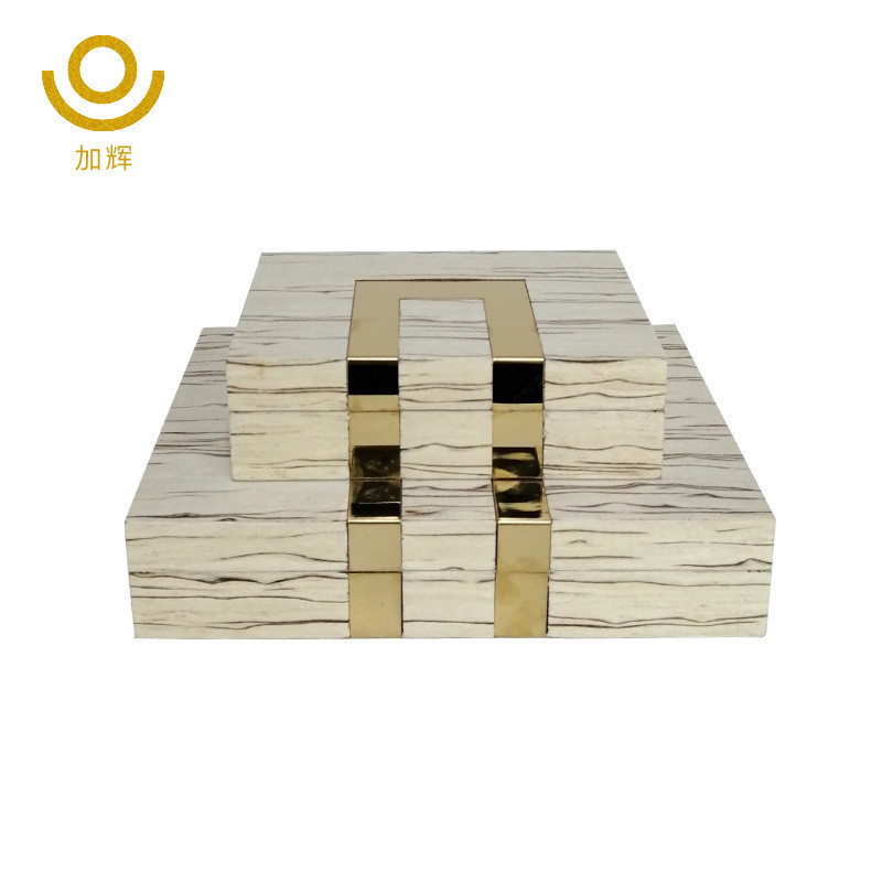 新中式翻盖木质盒子长方形木质首饰收纳盒创意样板房装饰摆设品