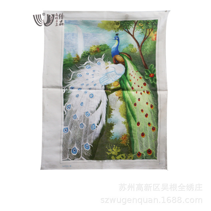 苏绣装饰画客厅书房办公室挂画苏州手工刺绣装裱未孔雀厂家生产图片