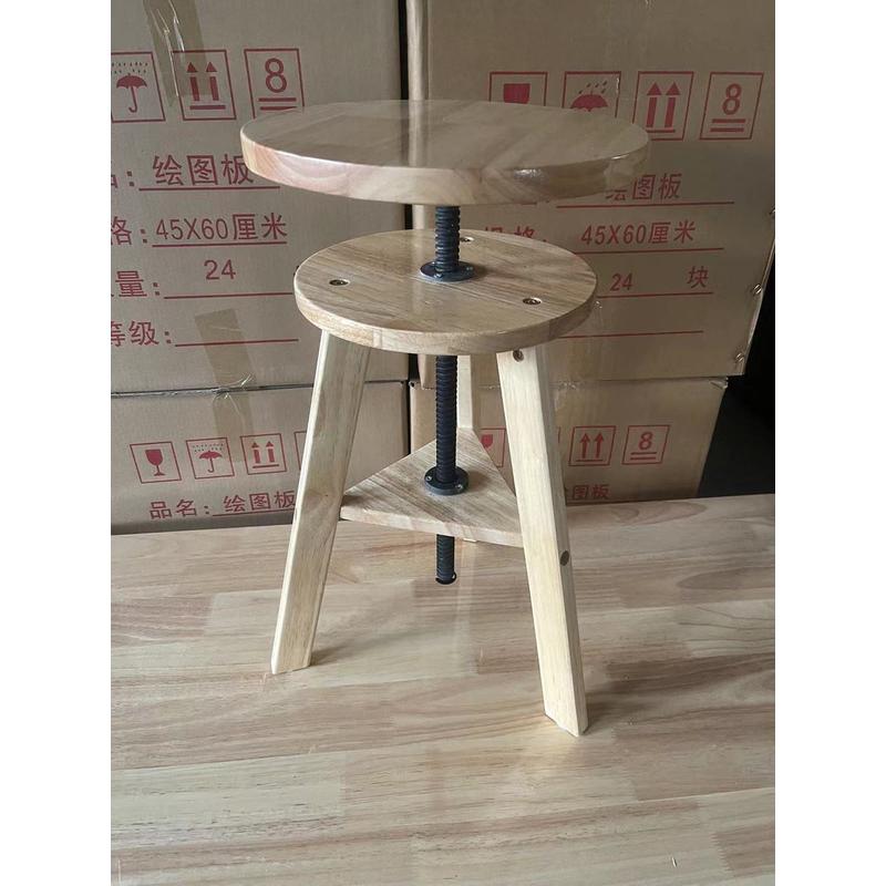 实木榉木旋转升降圆凳橡木画凳画椅进口素描油画凳三角美术写生凳