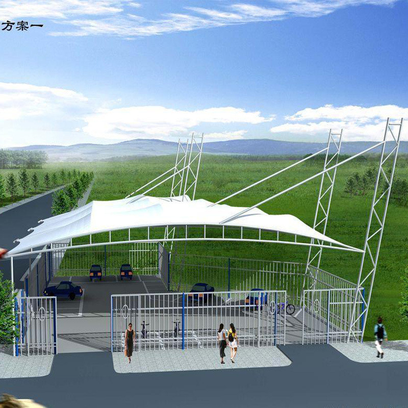 热销遮阳雨棚汽车停车棚张拉膜景观棚轿车棚小区膜结构车棚工厂停