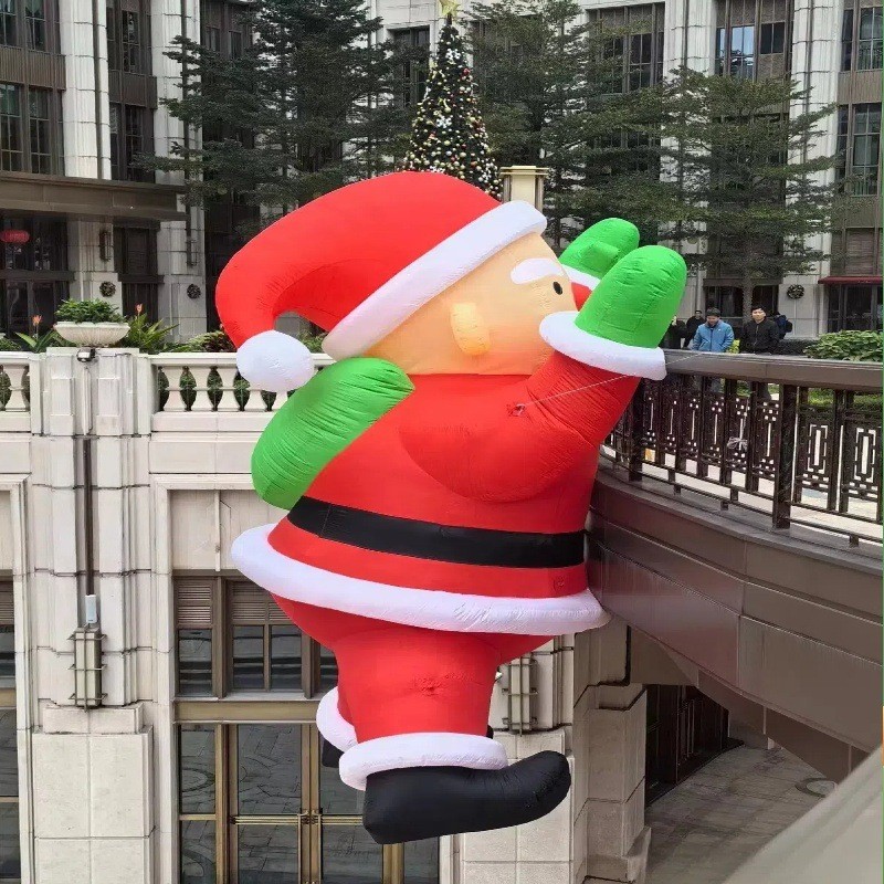 圣诞树老人爬窗气模商铺悬挂帽子节日拱门发光模型装饰气模