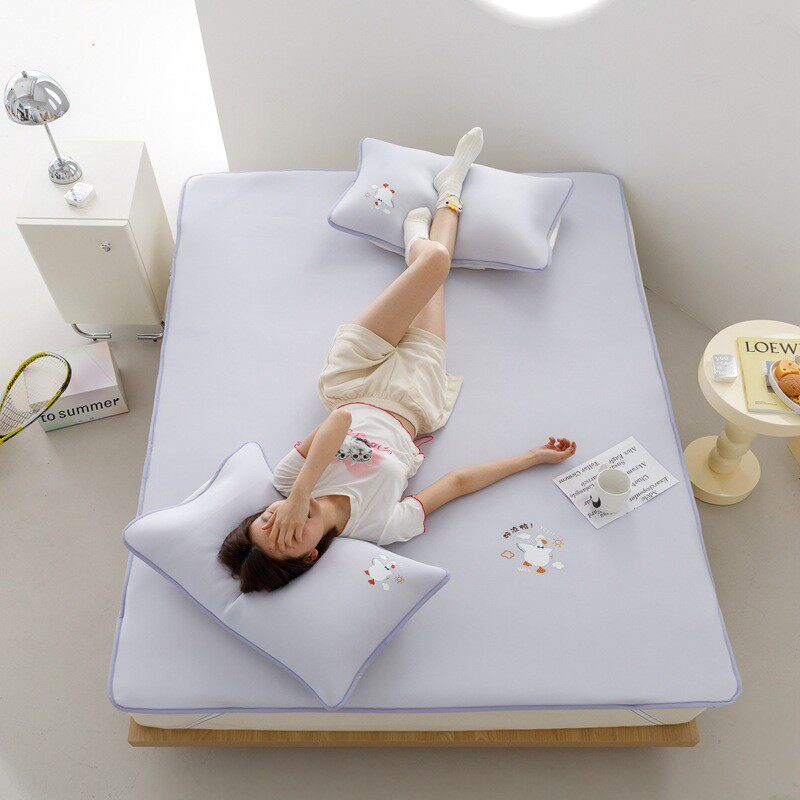 7l8k子凉感席三件套夏季冰丝凉席床笠款可机水洗夏天空调软席瓜瓜