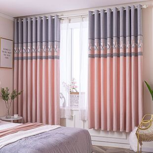 飘窗窗帘短帘成品窗帘遮光新款卧室客厅防晒遮阳简约现代拼色
