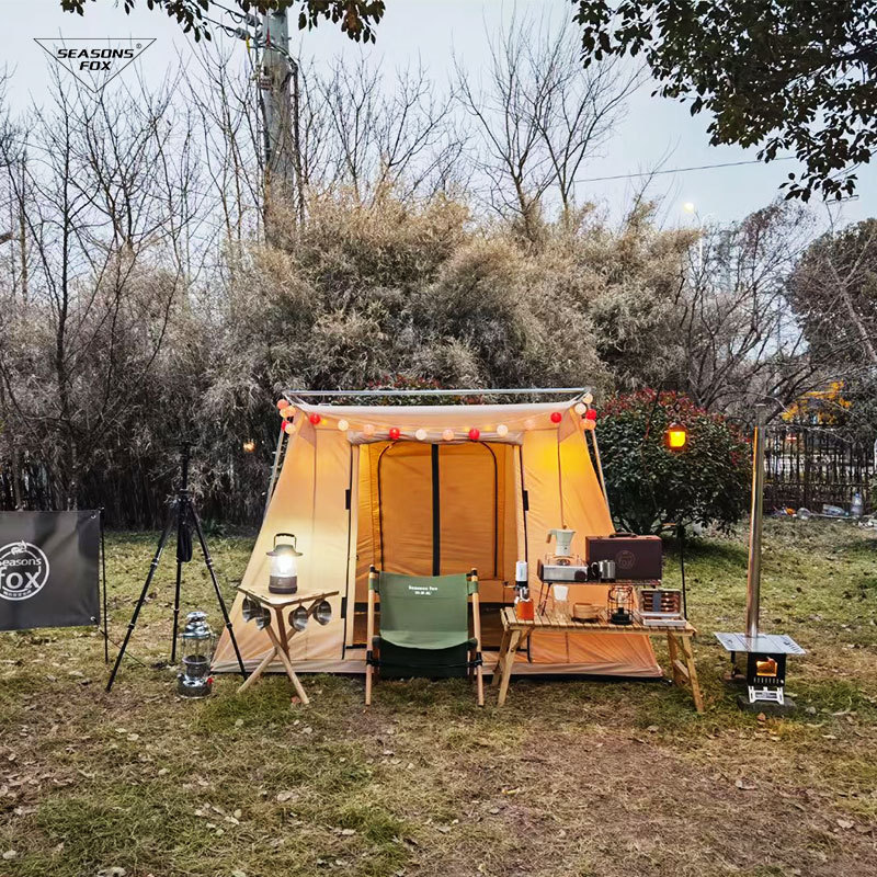 四季狐春日帐篷美式弓形一起露营吧tc棉轻便搭建防雨易户外露营