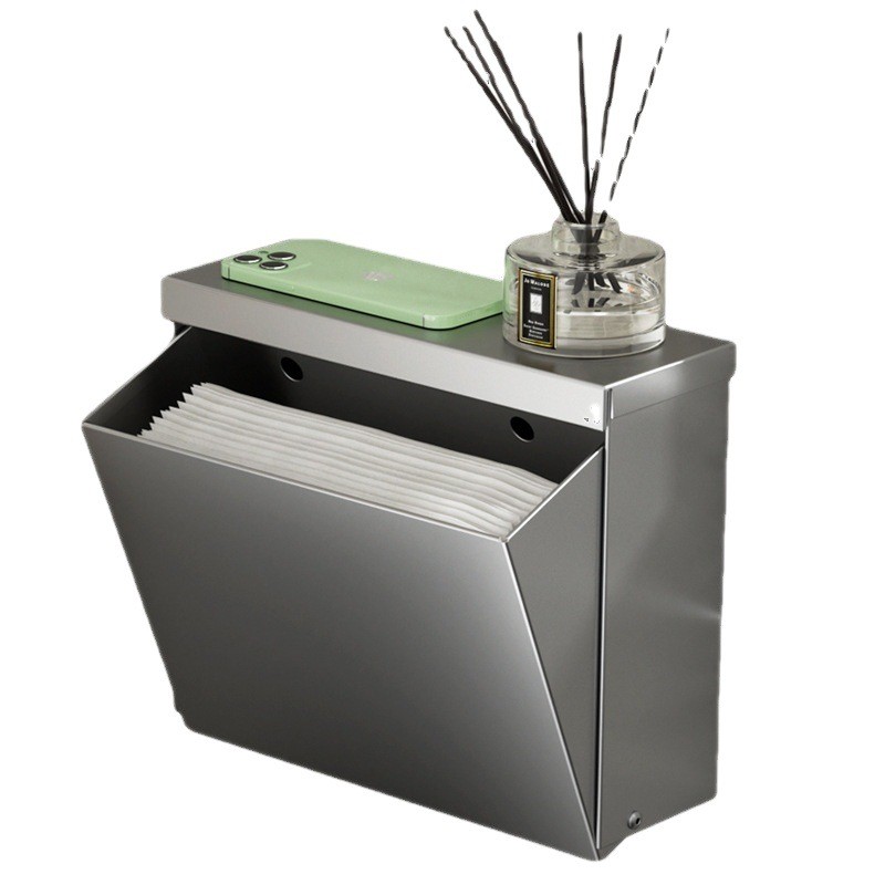 不锈钢卫生间纸巾盒免打孔厕所手纸盒浴室防水草纸壁挂置物架卷纸