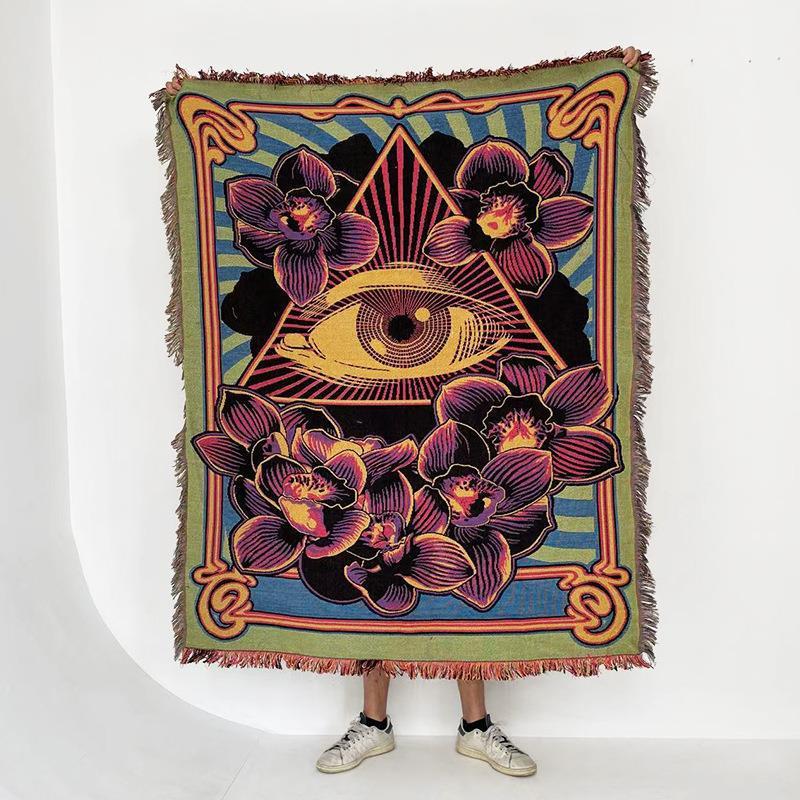 北欧风装饰毯沙发毯墙面挂毯布巾露营毯户外野餐垫单人沙发盖户外