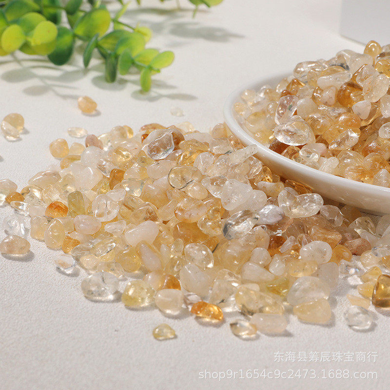 天然巴西碎石黄水晶碎石摆件鱼缸彩石子小石头花盆铺面