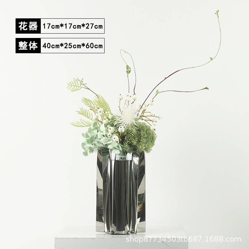 现代假花装饰轻奢花艺样板房客厅电视柜餐桌售楼处吧台酒店摆件设