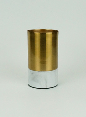 现代简约仿大理石纹金属仿真花花瓶家居饰品金色欧式软装客厅摆件