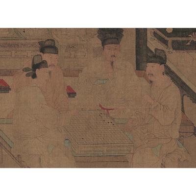 热销五代周文矩重屏会棋图绢本高清中国馆藏级古代名画设色微喷复