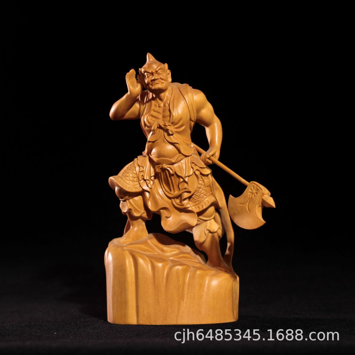 热销黄杨木雕千里眼顺风耳神像摆件一对哼哈二将左右工艺品家居护