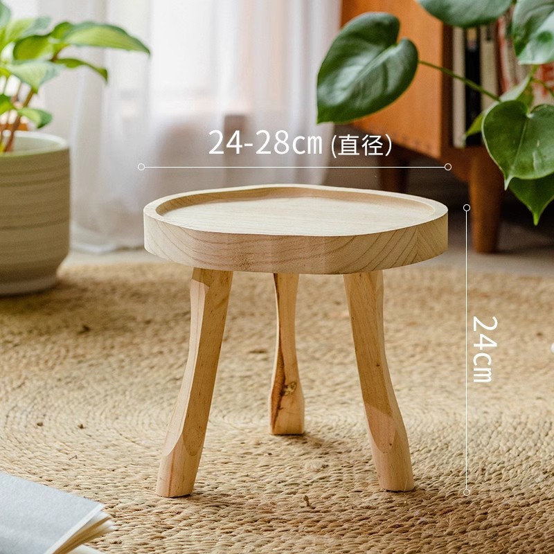 复古实木茶几多肉装饰花架矮凳置物架小凳子摆设阳台花园花盆托架