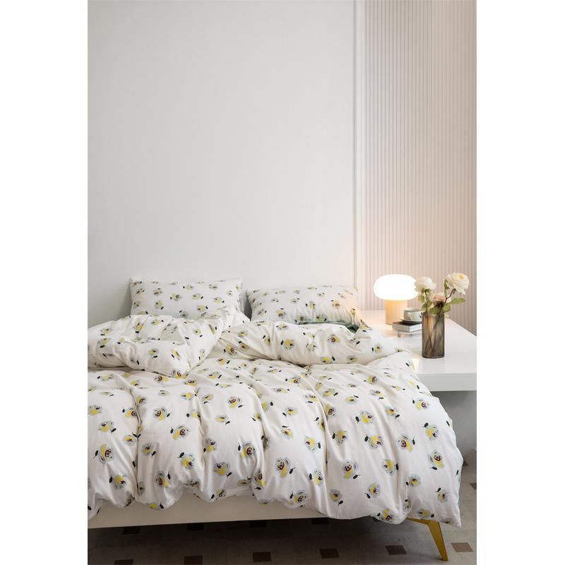 网红水洗棉花卉印花亲单人宿舍床上三件套柔软四件套肤被罩床品