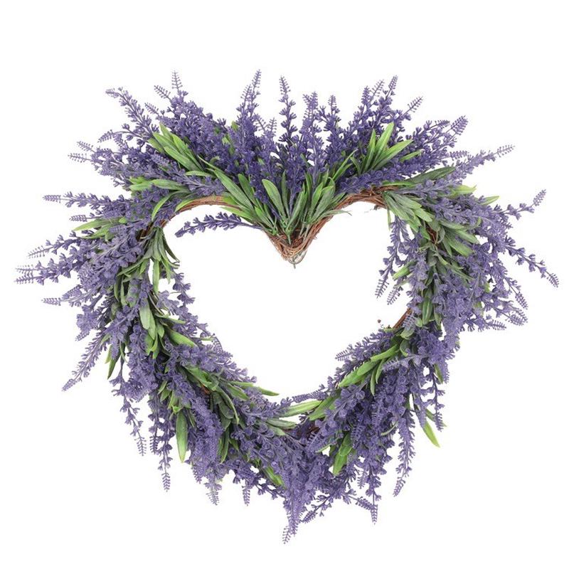 薰衣草爱心花环玫瑰仿真仿真植物绿植家居装饰婚庆圣诞节布景假花