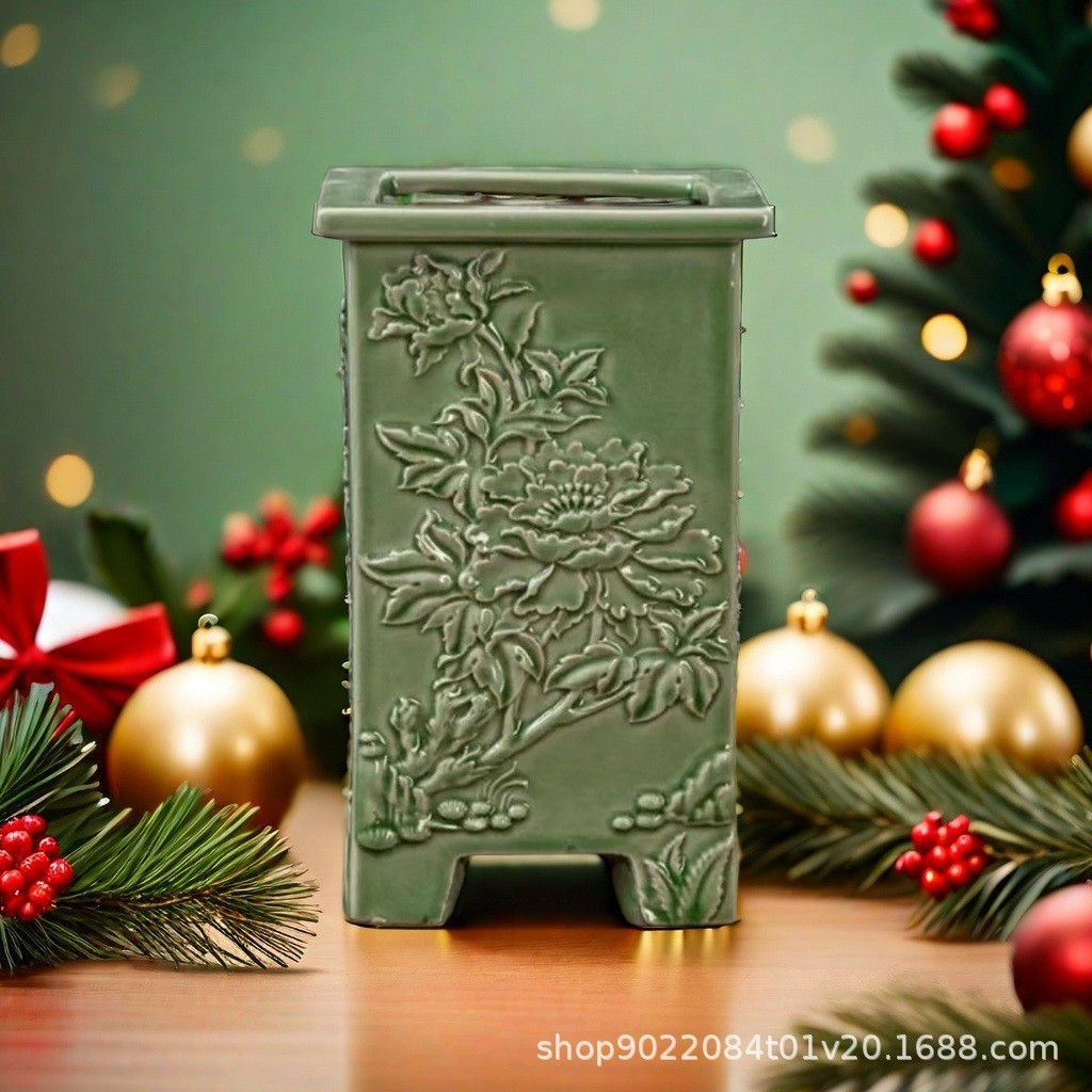 四方形兰花专用桌面悬崖飘枝中式复古室内花盆造景盆景陶瓷盆