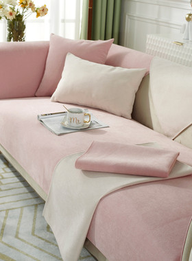 2o6x夏季纯色雪尼尔沙发垫四季通用简约现代灰色防滑皮沙发套