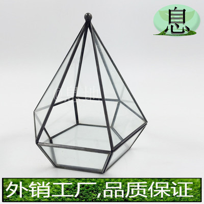 18024b包邮!工厂直销多肉多肉微景观铜玻璃花房几何玻璃花盆批发