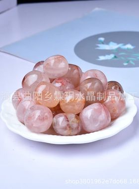 天然紫水晶水晶滚石2-3厘米圆鼓鼓大颗粒白水晶粉水晶虎眼石方形