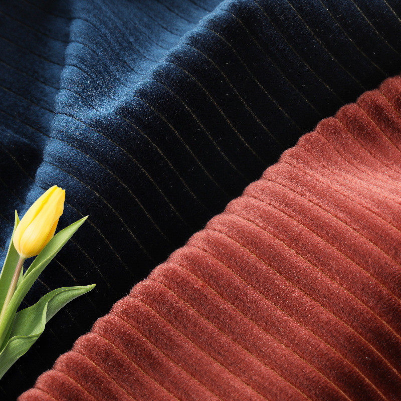 定制针织经编双色有布条绒光抽条条绒面料颗粒绒羊绒法兰绒灯芯