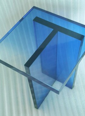 龙岗亚克力厂家定制渐变色加工开发上色透明蓝色边几创意家具染色