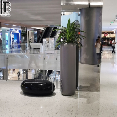 简约玻璃钢直筒高脚花盆酒店商业美陈装饰花器异形可移动种植花缸