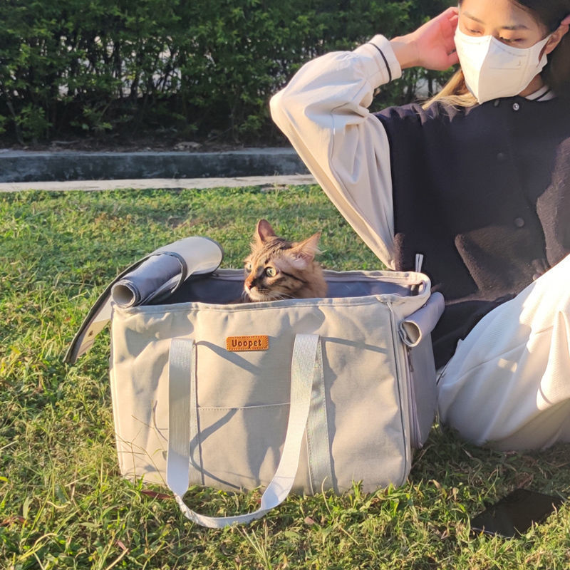 猫包外出便携单肩手提宠物包冬季大容量小型犬携带包猫背包狗帆布