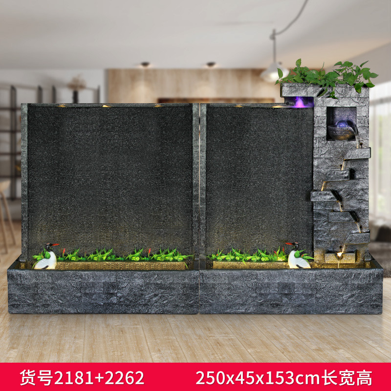 欧式水幕墙假山流水屏风隔断喷泉摆件店铺会所客厅落地公司装饰品
