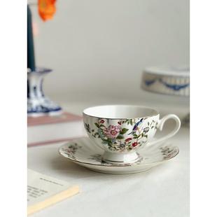 人间富贵花雀鸟系列欧式复古陶瓷咖啡杯气质优雅咖啡杯碟一套