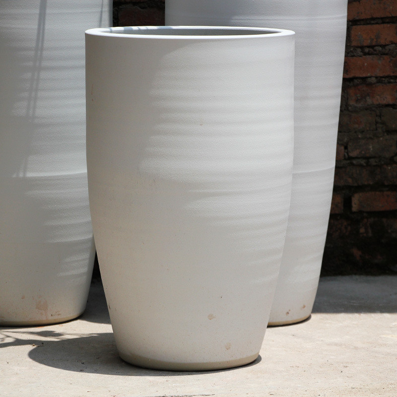 粗陶景观陶罐酒店喷泉流水陶罐花钵珍珠白陶瓷花瓶会所土陶罐花瓶