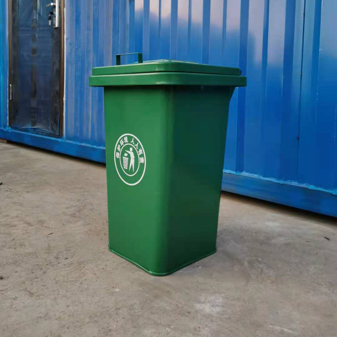 现货50l加厚垃圾桶户外环卫铁垃圾桶小区铁质挂车分类铁皮桶