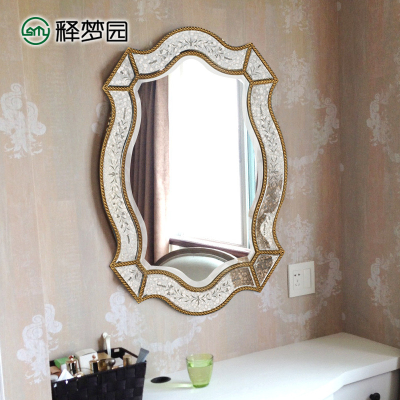 热销释梦镜雕花镜子装饰镜玄关园浴室镜威尼斯镜新古典后现代m044